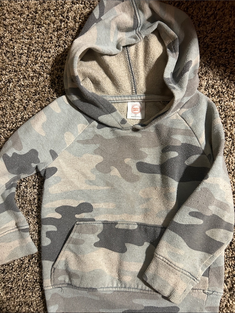 Kids Camo Hooded Pullover Sweatshirt - Olive Camo